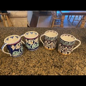Hand painted Anthropologie mugs set of 4